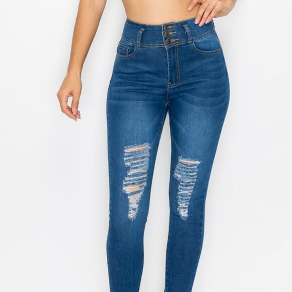 High Waisted, Distressed, Lover Brand Skinny Jeans - Picture 4 of 6